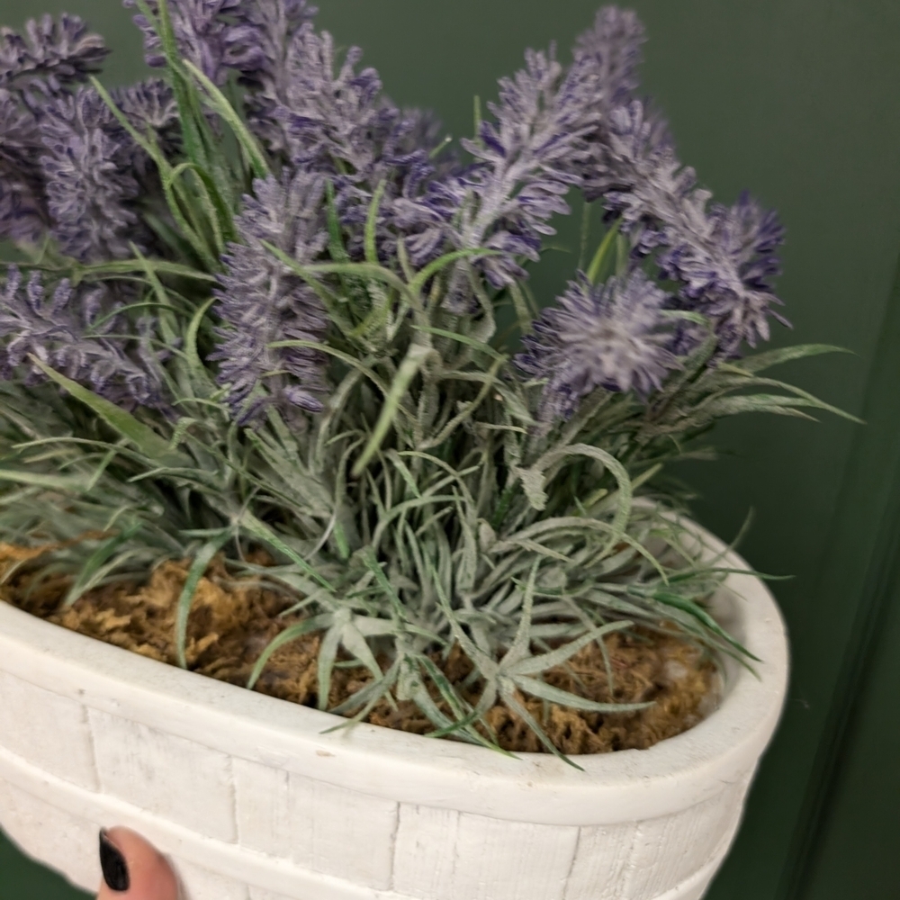 Faux Lavender Plant In White Container - Picture 6 of 8